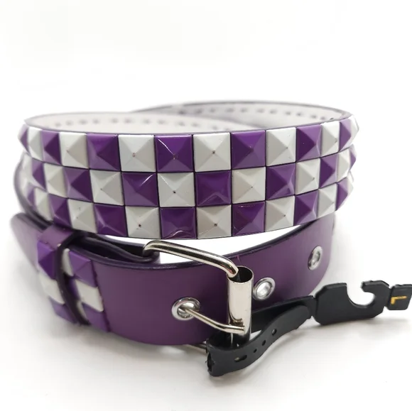 Accessories | Bright Purple White Studded Leather Snap On